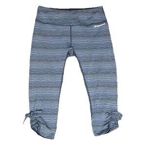 Brooks Urban Run Capri Leggings Blue Stripe Athletic Workout - Women's MEDIUM